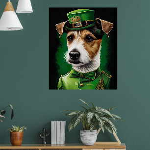 Poster Jack Russell Chien en robe de fête St. Patrick