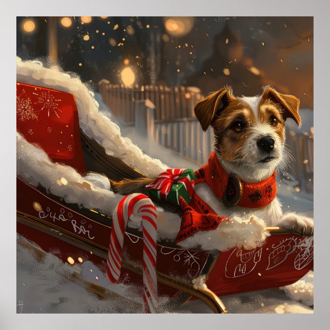 Poster Jack Russell Chien Festive de Noël (Devant)