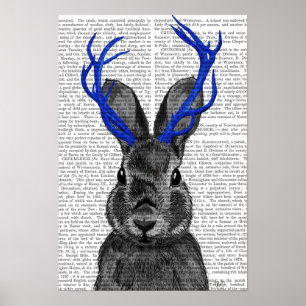 Poster Jackalope avec Antlers Bleus