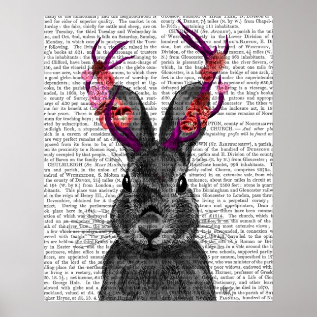 Poster Jackalope avec Antlers roses (Devant)