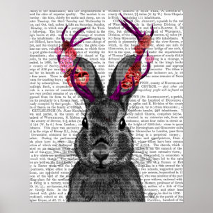 Poster Jackalope avec les andouillers roses