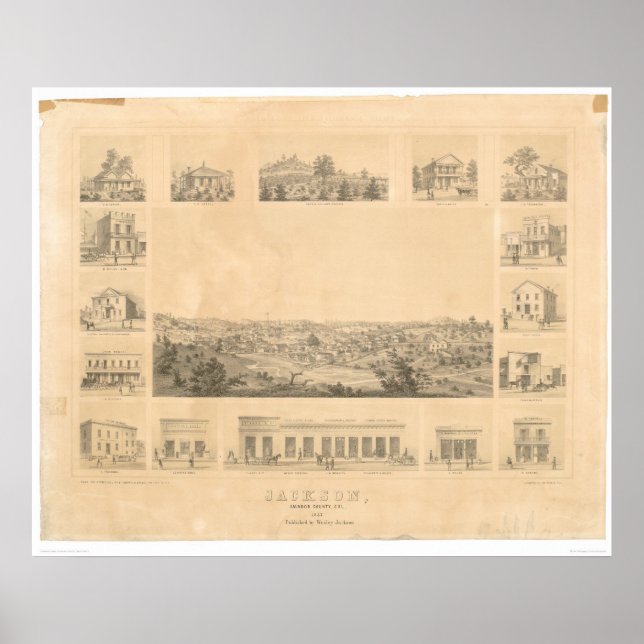 Poster Jackson, CA. Carte panoramique 1857 (0766A) (Devant)