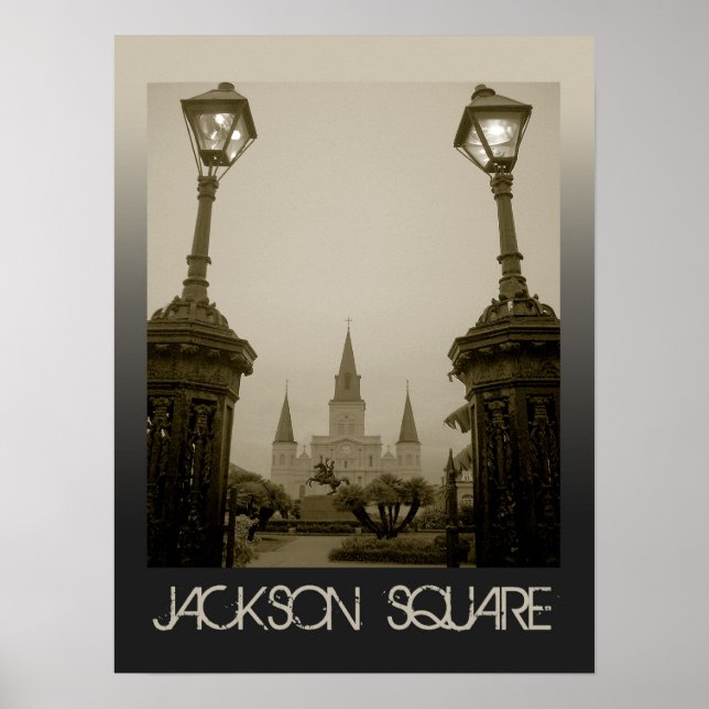 Poster Jackson Carré, Nouvelle-Orléans, Louisiane (Devant)