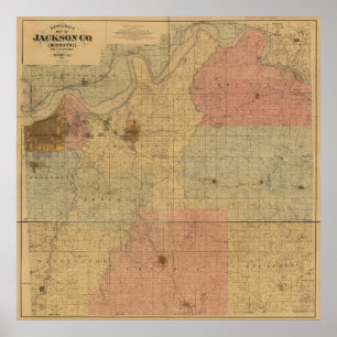 Poster Jackson County, Missouri Antique Map
