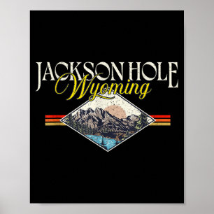 Poster Jackson Hole Wyoming Grand Teton Montagnes Vintage