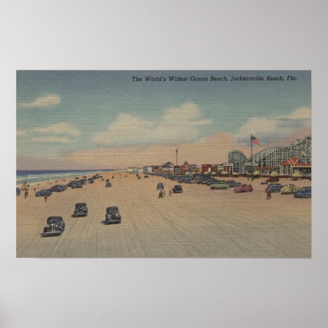 Poster Jacksonville Beach, FL - L'Océan le plus étendu du (Devant)