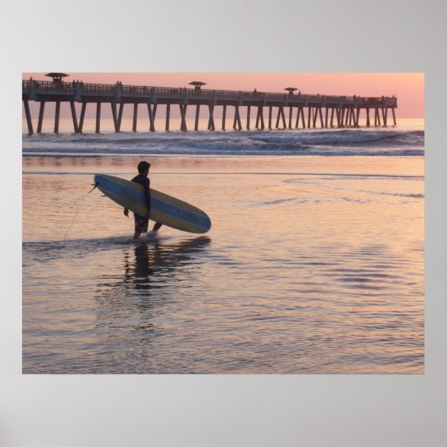Poster Jacksonville Beach, Floride - Surf (Devant)
