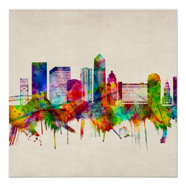 Poster Jacksonville Florida Skyline (Devant)