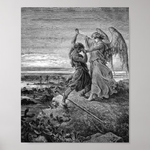 Poster Jacob Lutte Avec L'Ange Gustave Dore 1855