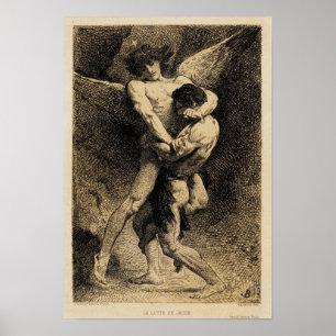 Poster Jacob Lutte avec l'Ange par Léon Bonnat 1876