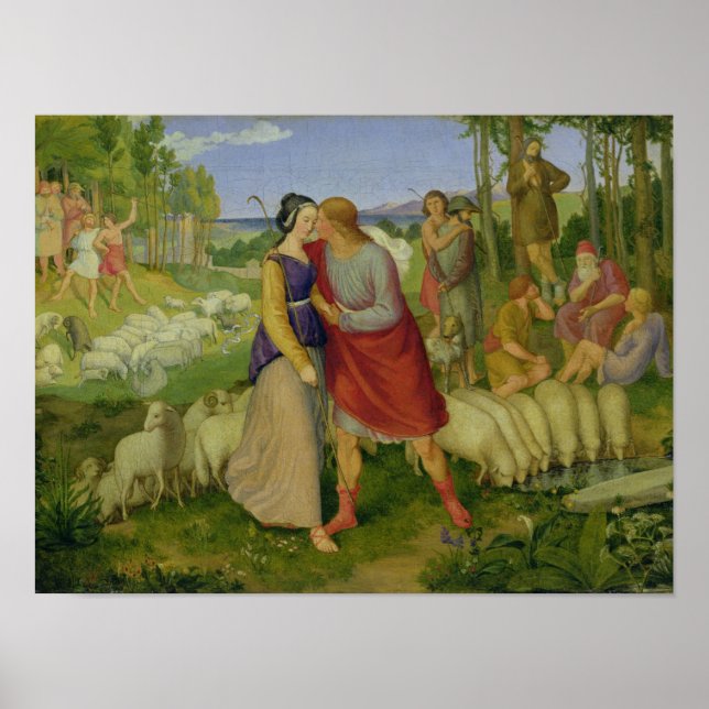 Poster Jacob rencontre Rachel, 1827 (Devant)