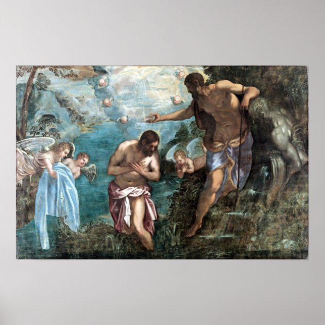 Poster Jacopo Tintoretto Baptême du Christ (Devant)
