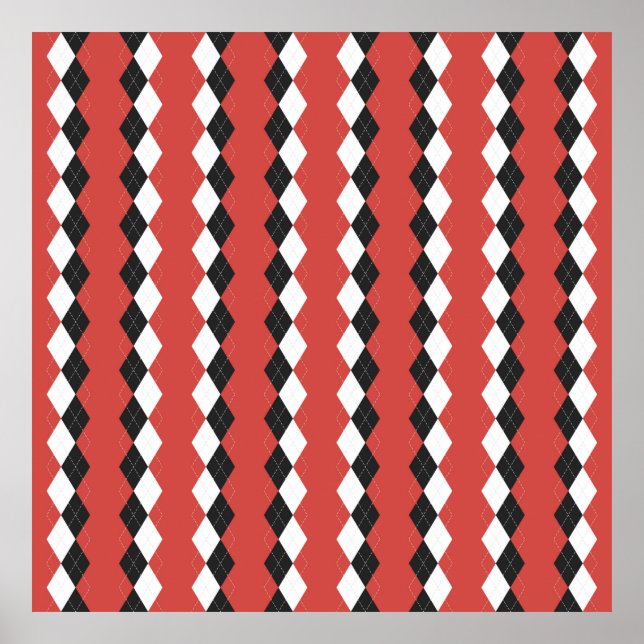 Poster Jacquard plaid. Motif écossais en blanc, noir et (Devant)