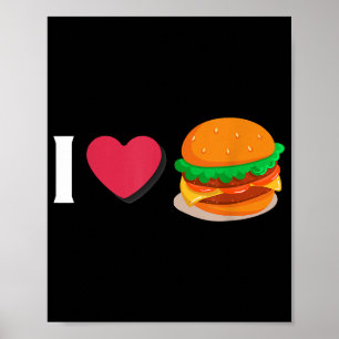 Poster J'adore Burger Cheeseburger Manger Malsain