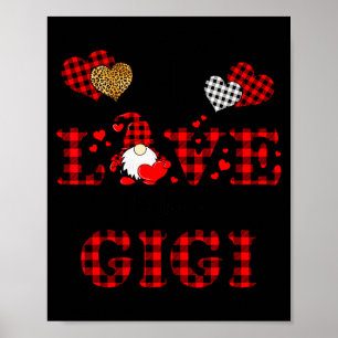 Poster J'adore être un Gigi Gnomes Rouge Carreaux de cœur
