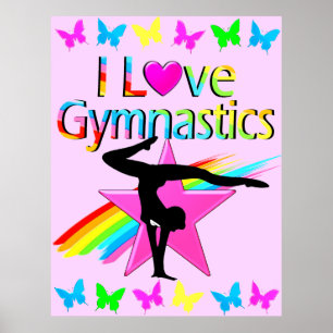 POSTER J'ADORE GYMNASTICS RAINBOW GYMNAST DESIGN FILLE
