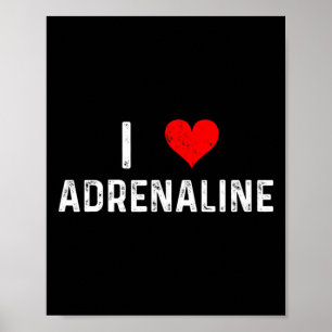 Poster J'adore l'adrénaline Cœur Surf Sky Diving Ski 