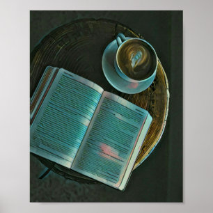 Poster J'adore le café et les livres