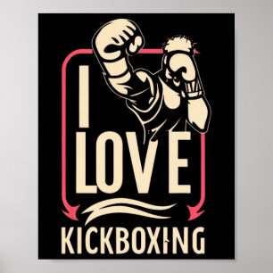 Poster J'adore le kick-boxing Boxe Amour Kickboxer Kickbo