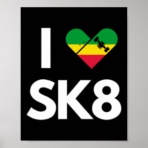 Poster J'adore le skateboard Rasta Reggae