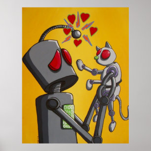 Poster J'adore mon robot kitty