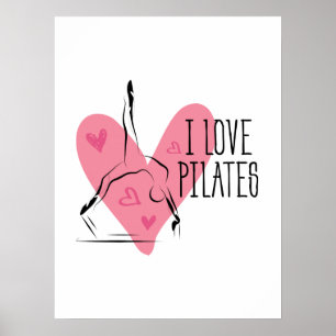 Poster J'ADORE PILATES PILATES Pilates Pose sur le réform