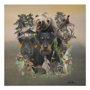 Poster Jagdterrier, Chasse Allemande Tapisserie Terrier