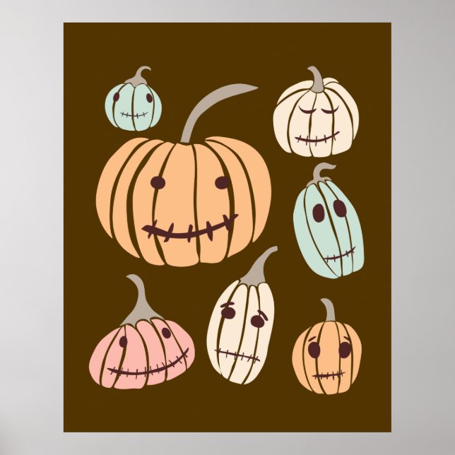 Poster Jagged Little Jack-O-Lanterns Pastel Citrouilles (Devant)