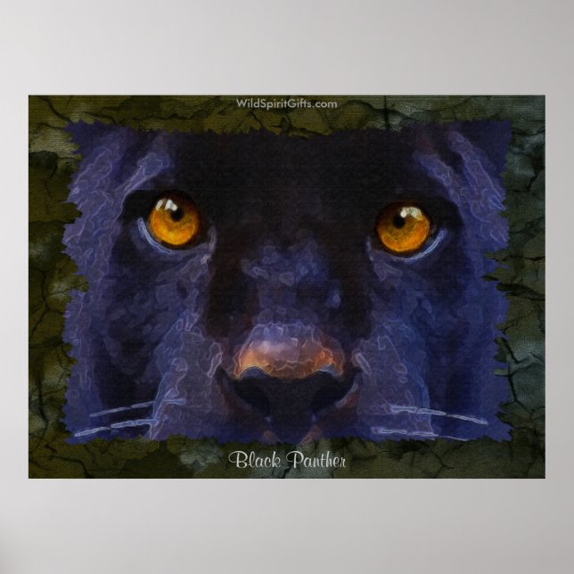 Poster JAGUAR NOIR ~ PANNEAU NOIR plus grand Art Imprimer (Devant)
