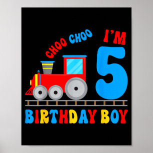 Poster J'ai 5 ans enfant amateur de train c'est mon 5ème 