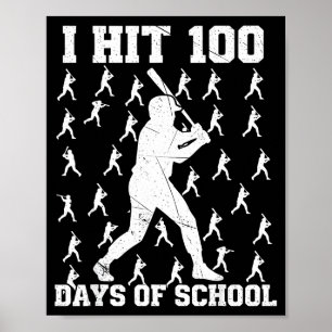 Poster J'ai atteint les 100 jours d'école Garçon de baseb