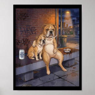 Poster J'ai Ce Chien En Moi Drôle De Bulldog Buvant De La
