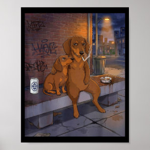 Poster J'ai Ce Chien En Moi Drôle De Dachshund Buvant De