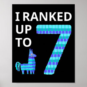 Poster J'Ai Classé Jusqu'À 7 Jeu Vidéo Anniversaire Llama