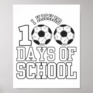 Poster J'Ai Couché 100 Jours Soccer Boys Enfants 100ème J