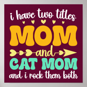 Poster J'ai deux titres Maman et Chat Maman Fête des mère