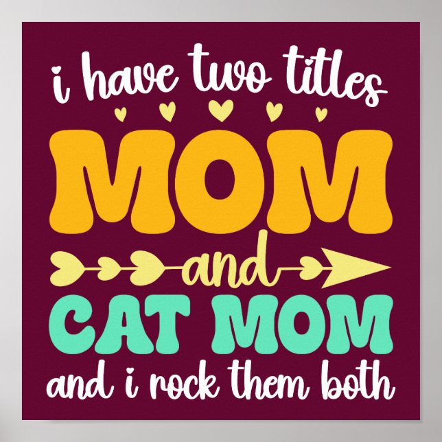 Poster J'ai deux titres Maman et Chat Maman Fête des mère (Devant)