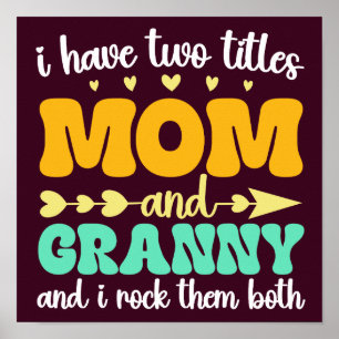 Poster J'Ai Deux Titres Maman Et Grand-Mère Fête Des Mère