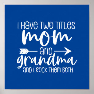 Poster J'ai Deux Titres Maman et Mamie Cadeau pour Mamie