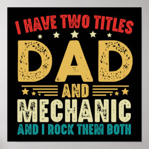 Poster J'Ai Deux Titres Papa Et Fête des pères Mécanique