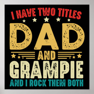Poster J'Ai Deux Titres Papa Et Grampie Fête des pères