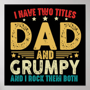 Poster J'Ai Deux Titres Papa Et Grumpy Fête des pères