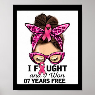 Poster J'Ai Gagné 7 Ans Gratuit Messy Bun Breast Can