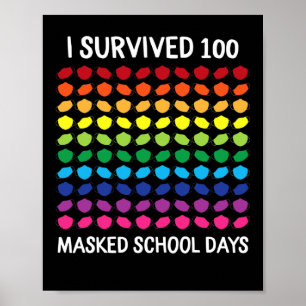 Poster J'Ai Survécu 100 Jours Scolaires Masqués 100E Jour