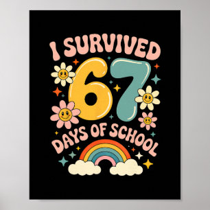 Poster J'ai survécu 67 jours d'école Argot Gen Alpha Rétr