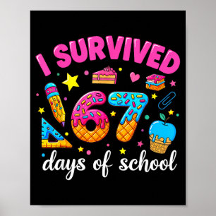 Poster J'ai survécu 67 jours d'école Mème drôle Professeu