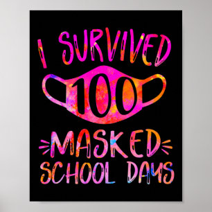 Poster J'ai survécu à 100 journées scolaires masquées Étu