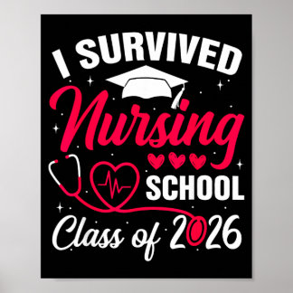 Poster J'ai survécu à l'école d'infirmières Cl de 2026 Éc