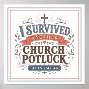 Poster J'ai Survivécu à un autre Repas Partagé d'Église C