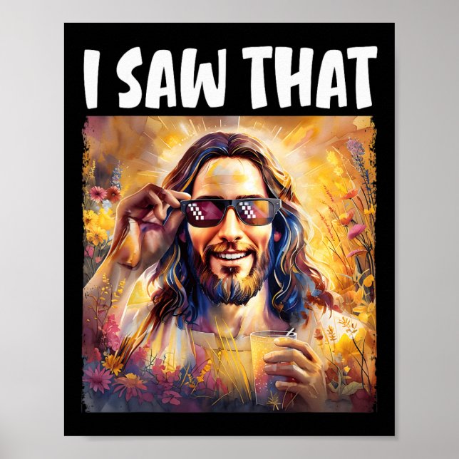 Poster J'Ai Vu Que Drôle Jésus Mème Pâques Christian Jésu (Devant)